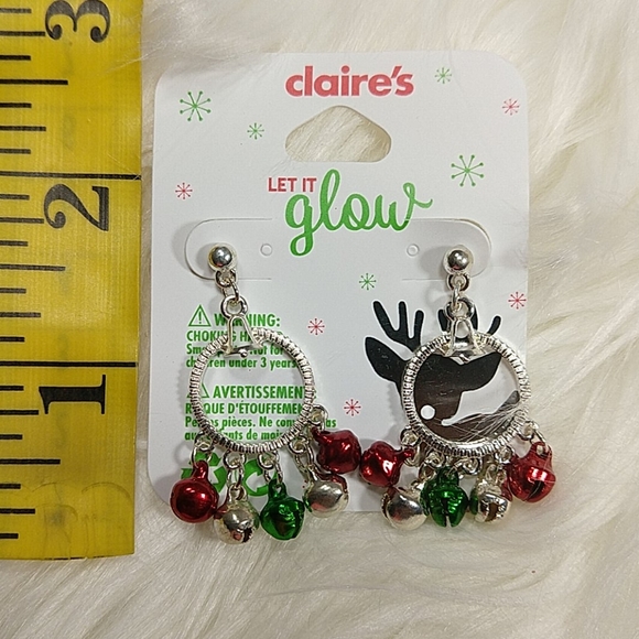 Claire's Christmas Hoop Jingle Bell Earrings - Picture 3 of 3